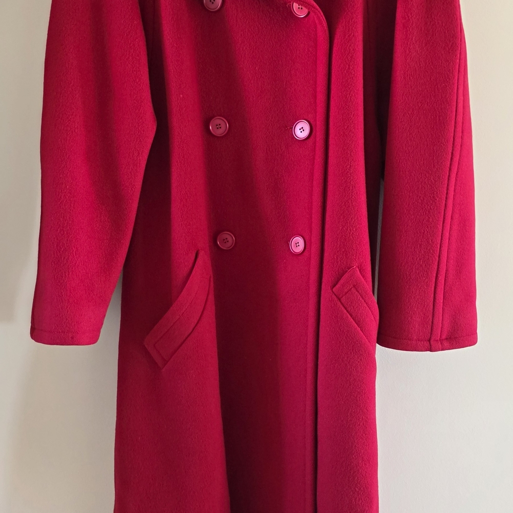 Perry Ellis Double-Breasted Red Trench Coat